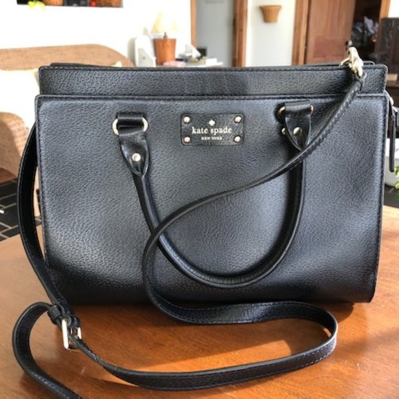 kate spade Handbags - KATE SPADE Wellesley Satchel with Shoulder Strap Black Purse EUC